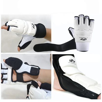 Unisex Polyester Taekwondo Foot Gloves & Ankle Protector Set