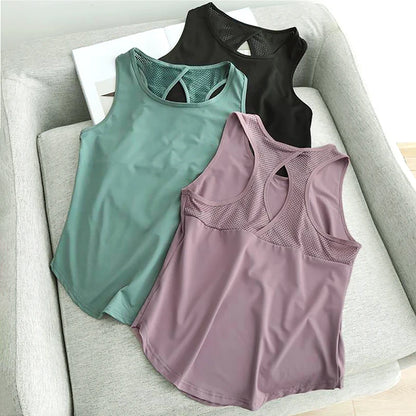 Women’s Quick Dry Workout Tank Top – Breathable Mesh Back Loose Fit Yoga, Running & Fitness Vest