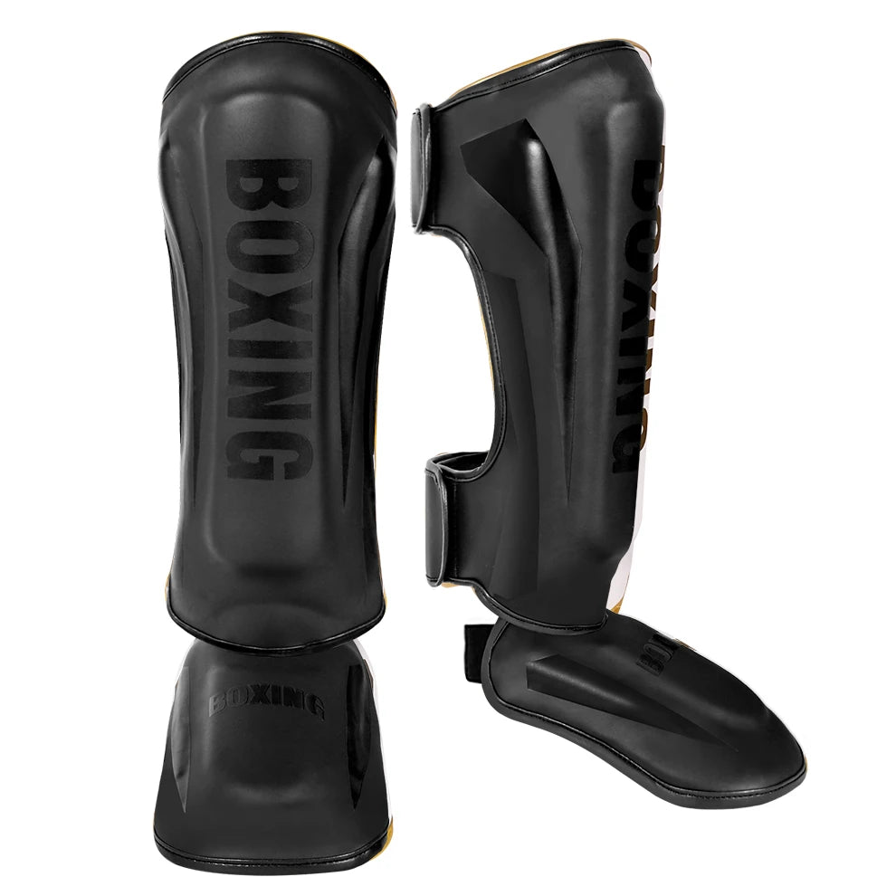 Muay Thai Shin Guards & Instep Protection – Thickened Sanda Boxing Leg Guards for Kickboxing, MMA Training & Combat Sports (Unisex)
