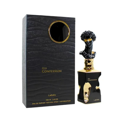 His Confession for Men Eau De Parfumoil - Elegant Black Luxury Cologne with Golden Accent Bottle, Long-Lasting Floral Fragrance
