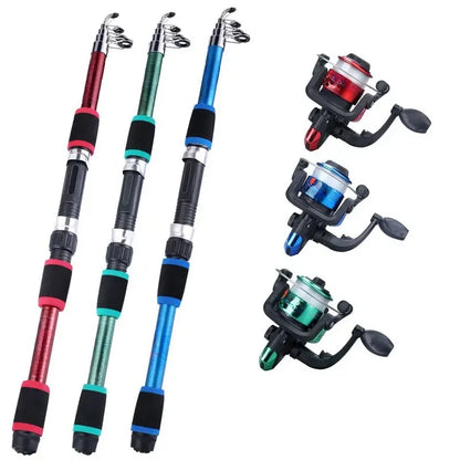 Full Fishing Kit with Telescopic Rod, Spinning Reel & Lures – Portable Travel Pole Set