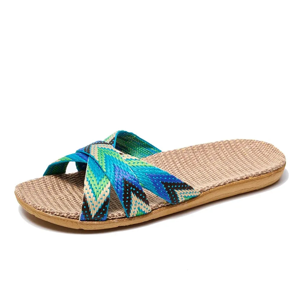 Indoor Women’s Linen Slippers – Lightweight Summer Home Shoes for Couples