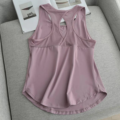 Women’s Quick Dry Workout Tank Top – Breathable Mesh Back Loose Fit Yoga, Running & Fitness Vest