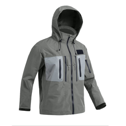 LKVER Men’s Waterproof Fly Fishing & Hiking Hooded Jacket – 3-Layer Breathable, Windproof Hardshell Coat