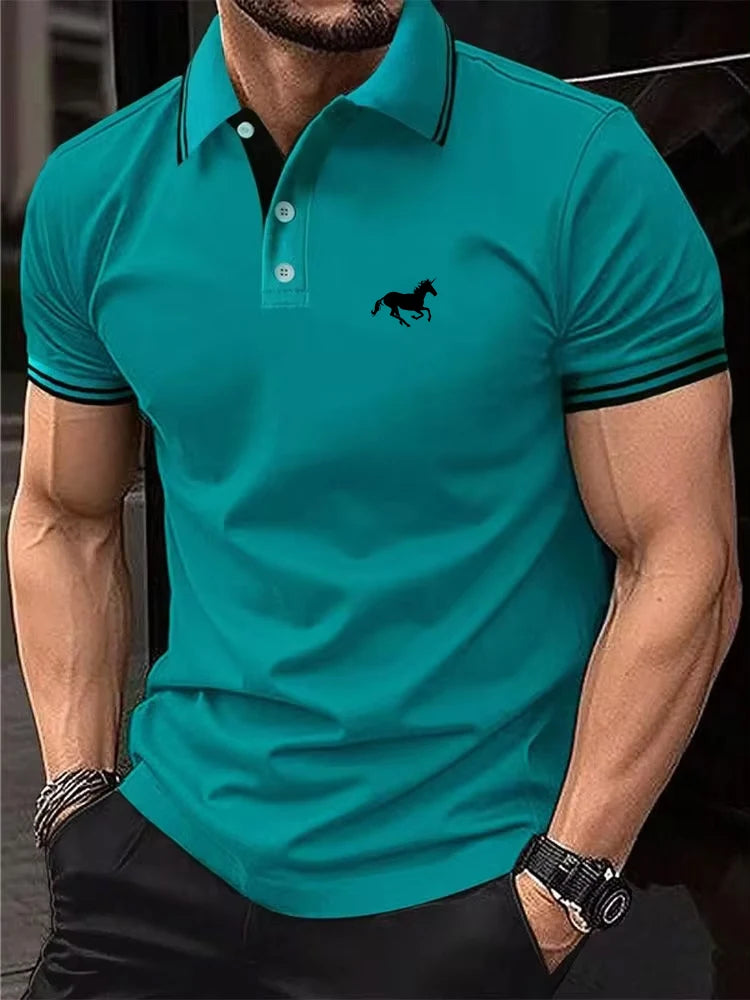 Men’s Classic Polo Shirt Short Sleeve Casual Summer Button Lapel Golf & Everyday Wear Shirt