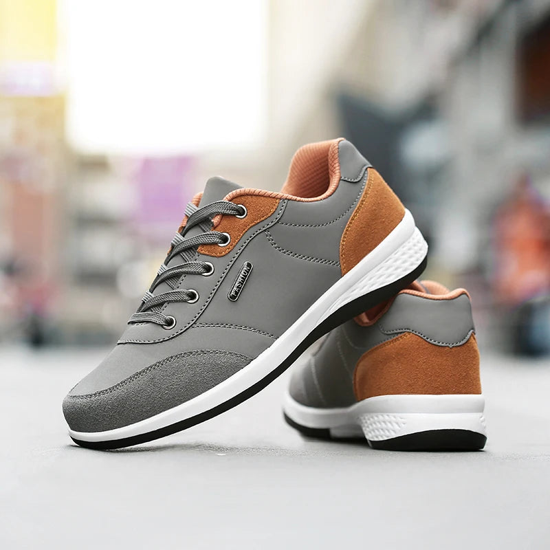 YRZL Men’s Waterproof Casual Sneakers – Spring & Autumn Lightweight Leather Shoes