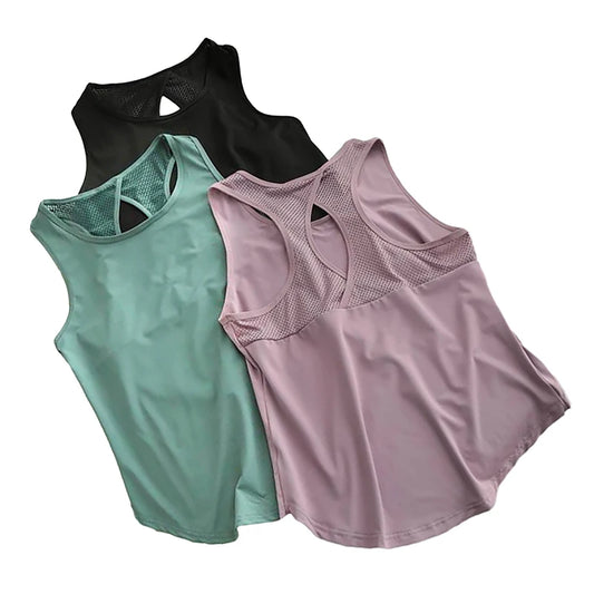 Women’s Quick Dry Workout Tank Top – Breathable Mesh Back Loose Fit Yoga, Running & Fitness Vest
