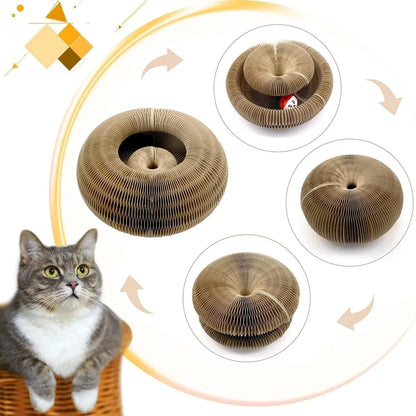 Round Corrugated Cat Scratcher with Ball Track – Multi-Functional Cat Toy & Claw Board