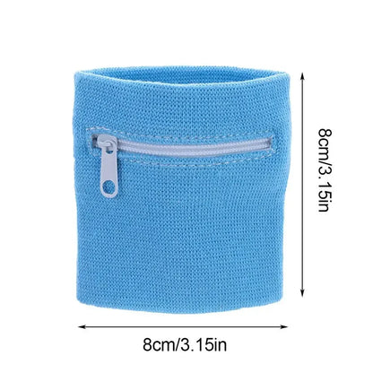 Unisex Sports Wristband with Zipper Pocket – Running, Gym & Cycling Sweatband Wallet