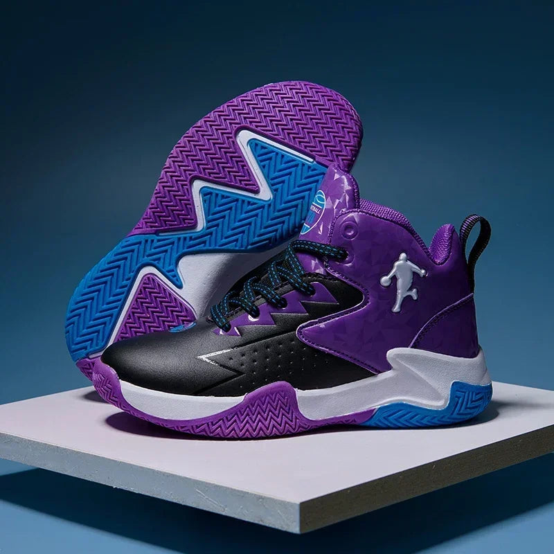 Kids Basketball Shoes Boys Girls Breathable Non-Slip High Top Training Sneakers Indoor Outdoor Sports Shoes