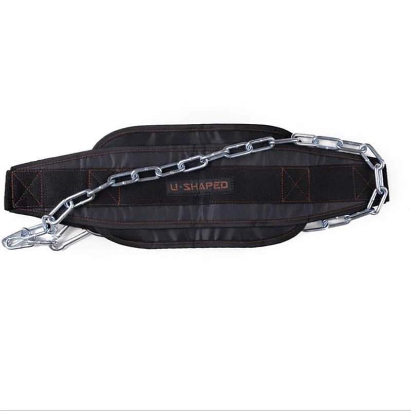 Thicken Weight Lifting Belt with Chain – Professional Gym Dipping & Weight Training Belt