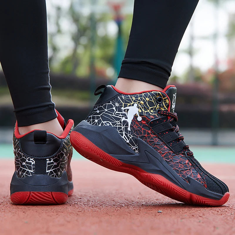 Children’s Basketball Shoes Non-Slip Breathable Lace-Up Training Sneakers Boys Girls Athletic Sports Shoes