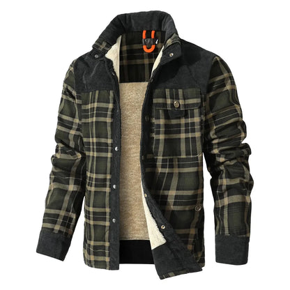 Men's Jackets Winter Windproof Warm Casual Bomber Coat Plaid Sherpa Lined Flannel Outdoor Classic Jacket Men US Size