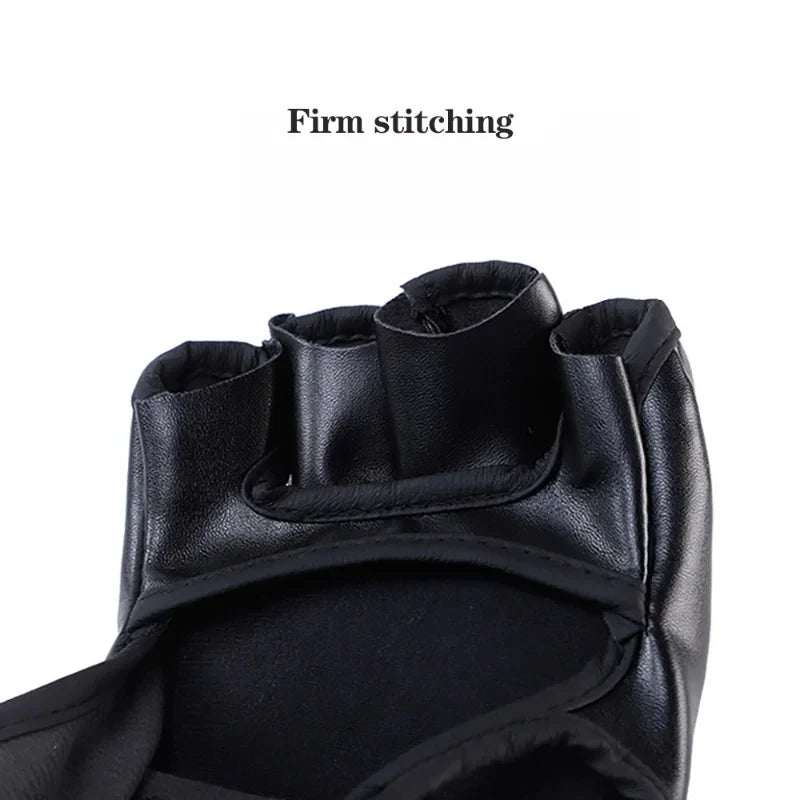 Kick Boxing Gloves – PU Leather Half-Finger Gloves for Men, Women & Kids