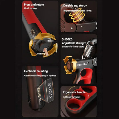Hand Grip Strengthener with LCD Counter – Adjustable 5–100KG