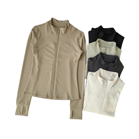 SKINOFSKIN Women’s High-End Yoga & Running Top – Long-Sleeve Standing Collar Sports Jacket