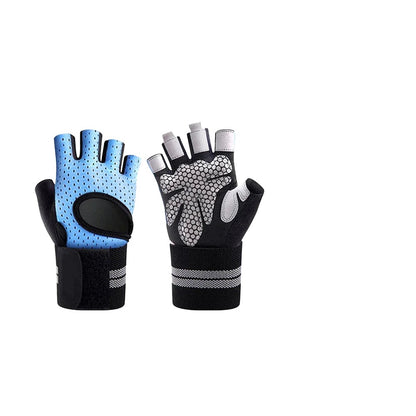 1Pair Half Finger Gym Fitness Gloves with Adjustable Wrist Wrap