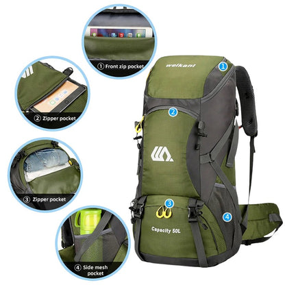 50L Large Travel Backpack – Multifunctional Outdoor Rucksack