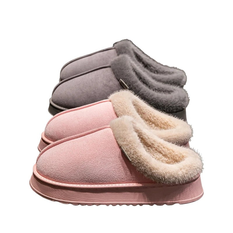 Fluffy Men’s Winter Slippers – Faux Suede Indoor Shoes with Plush Lining & Anti-Slip Sole