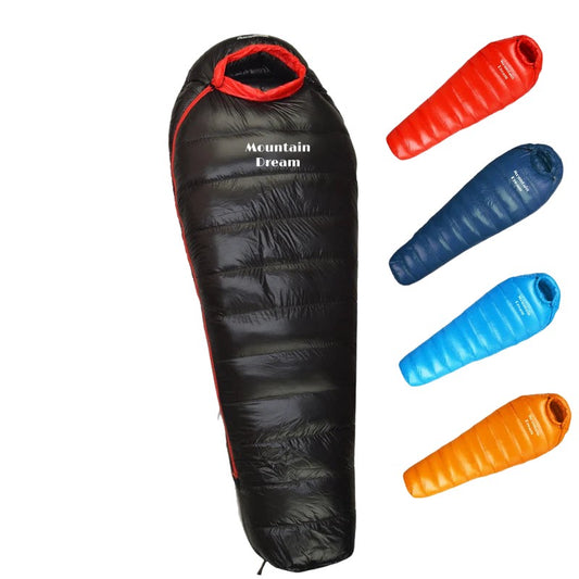 KOSRTON White Goose Down Sleeping Bag – Mummy Style, 3-Season, Winter Camping, Lightweight & Warm