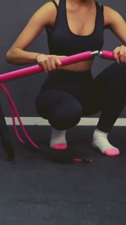 Pilates Stick Bar with Resistance Bands – Adjustable Home Workout Fitness Bar for Yoga, Stretching & Full Body Training